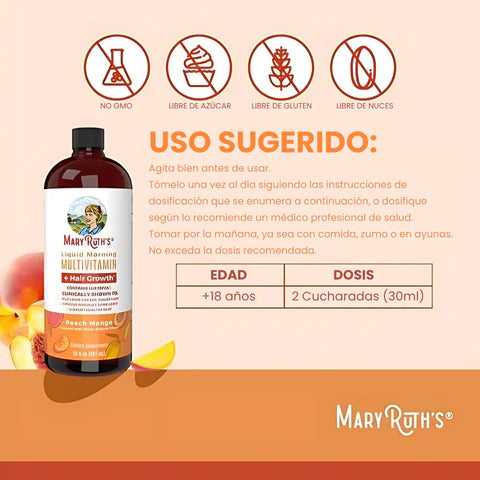 ¡Transforma tu Cabello en 3 Semanas con el Multivitamínico Líquido de Mary Ruth's!