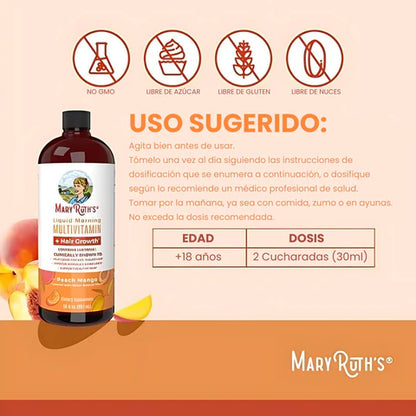 ¡Transforma tu Cabello en 3 Semanas con el Multivitamínico Líquido de Mary Ruth's!