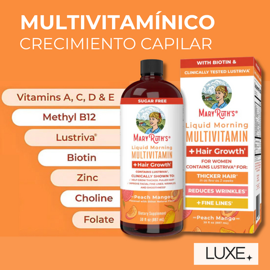 ¡Transforma tu Cabello en 3 Semanas con el Multivitamínico Líquido de Mary Ruth's!